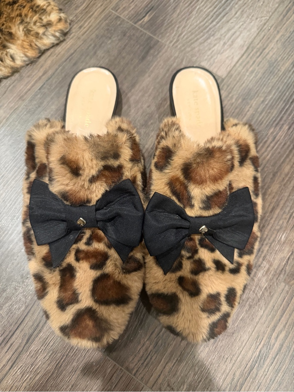 Kate spade leopard fur slippers